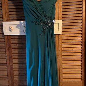 Green Asymmetrical One Shoulder Gown with Sweetheart Neckline